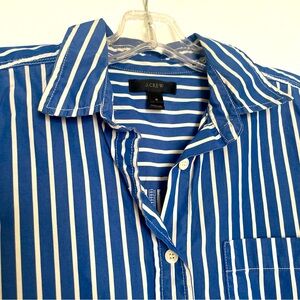 J. Crew Blue and White Striped Button Down Shirt